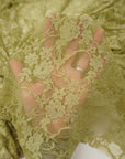 Moss Green Floral Stretch Lace Fabric by the Yard