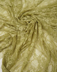 Moss Green Floral Stretch Lace Fabric by the Yard