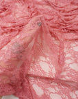 Coral Floral Stretch Lace Fabric by the Yard