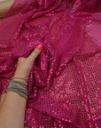 Fuchsia Sequin Fabric by the Yard | 3mm Confetti Dot Metallic Mesh