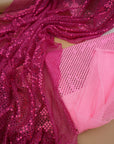 Fuchsia Sequin Fabric by the Yard | 3mm Confetti Dot Metallic Mesh