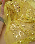 Butter Yellow 3mm Confetti Dot Sequin Fabric | Metallic Mesh Sparkle | By the Yard