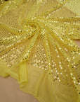 Butter Yellow 3mm Confetti Dot Sequin Fabric | Metallic Mesh Sparkle | By the Yard