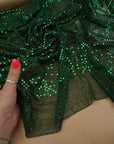 Emerald 3mm Confetti Dot Sequin Fabric | Metallic Mesh Sparkle | By the Yard