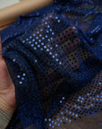 Navy Blue 3mm Confetti Dot Sequin Fabric | Metallic Mesh Sparkle | By the Yard