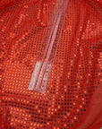 Red 3mm Confetti Dot Sequin Fabric | Metallic Mesh Sparkle | By the Yard