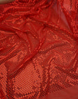 Red 3mm Confetti Dot Sequin Fabric | Metallic Mesh Sparkle | By the Yard