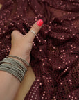 Burgundy 3mm Confetti Dot Sequin Fabric | Metallic Mesh Sparkle | By the Yard