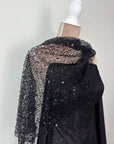Black Beaded Lace Fabric by Yard, Luxury Shimmer Mesh with Pearls & Sequins for Bridal Gowns, Wedding Dresses, Veils, Event Decor, Crafts - from Gala Textile