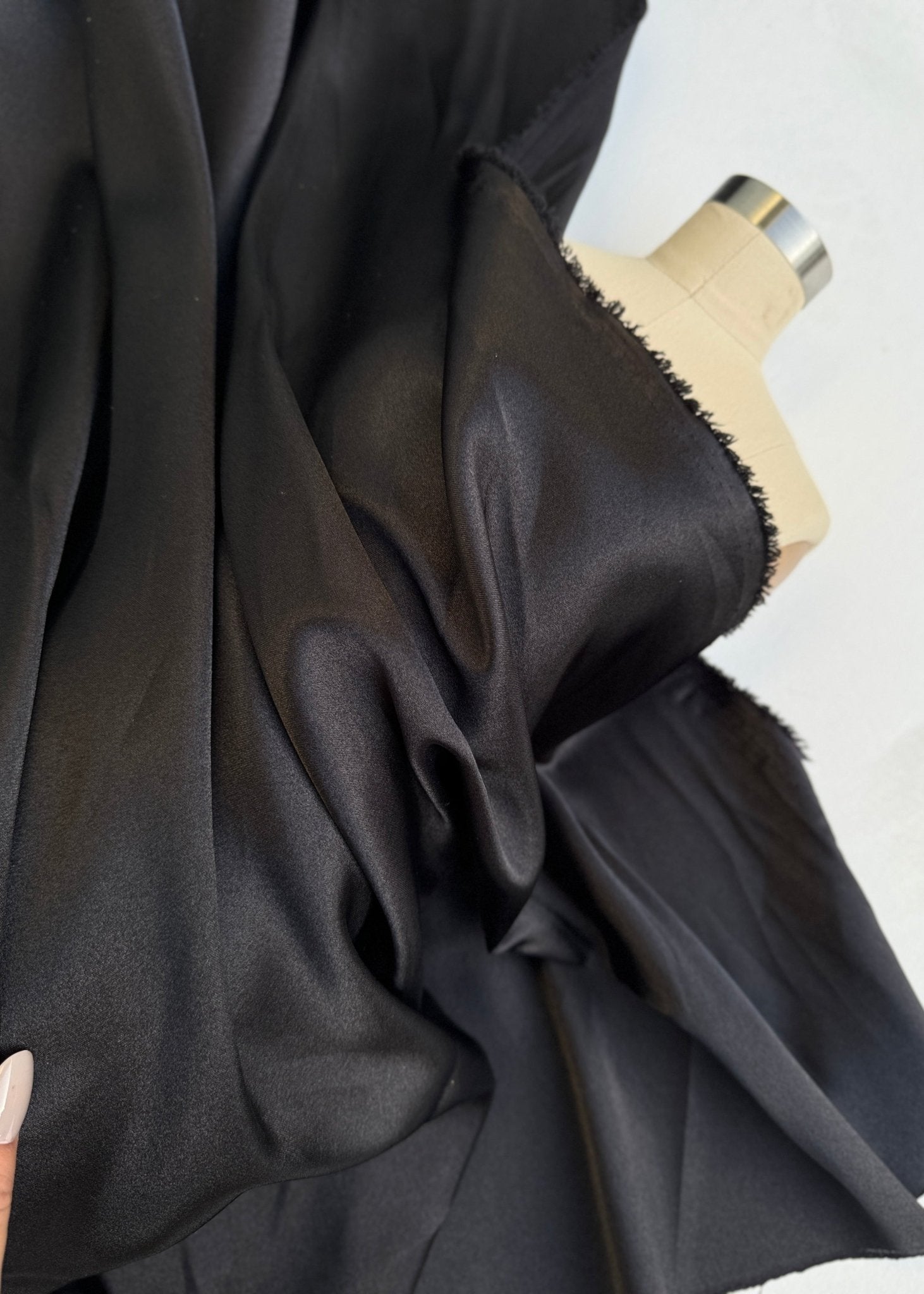 Black Satin Fabric by the Yard, Silky Smooth Material for Gowns, Drapes, Sewing & Crafts - Crafts from Gala Textile