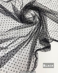 Sheer Polka Dot Mesh Fabric by Yard, Soft Mini Velvet Polka Dots on Lightweight Tulle for Bridal Veils, Girls Tutu Mesh, Curtains and Crafts