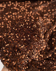 Brown Sequins on Stretch Brown Velvet Fabric, Luxury Brown Sequined Fabric by yard for Wedding Dresses Gowns, Bows Holiday Crafting Material - from Gala Textile