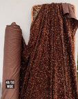 Brown Sequins on Stretch Brown Velvet Fabric, Luxury Brown Sequined Fabric by yard for Wedding Dresses Gowns, Bows Holiday Crafting Material - from Gala Textile