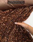 Brown Sequins on Stretch Brown Velvet Fabric, Luxury Brown Sequined Fabric by yard for Wedding Dresses Gowns, Bows Holiday Crafting Material - from Gala Textile