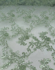 Floral Sage Green Lace Fabric by yard Embroidery Corded With Sequins Fabric Non Stretch Sequined Embroidered On Lace Bridal Wedding Gowns - from Gala Textile