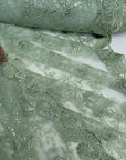 Floral Sage Green Lace Fabric by yard Embroidery Corded With Sequins Fabric Non Stretch Sequined Embroidered On Lace Bridal Wedding Gowns - from Gala Textile