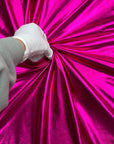 Fuchsia Spandex Lame Foil Fabric Stretch Pink Metallic Material, All Over Foil on Stretch Knit, for Dance Wear, Costumes, Dresses, Leggings - from Gala Textile
