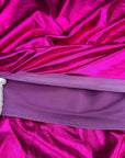 Fuchsia Spandex Lame Foil Fabric Stretch Pink Metallic Material, All Over Foil on Stretch Knit, for Dance Wear, Costumes, Dresses, Leggings - from Gala Textile