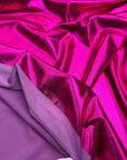 Fuchsia Spandex Lame Foil Fabric Stretch Pink Metallic Material, All Over Foil on Stretch Knit, for Dance Wear, Costumes, Dresses, Leggings - from Gala Textile