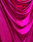 Fuchsia Spandex Lame Foil Fabric Stretch Pink Metallic Material, All Over Foil on Stretch Knit, for Dance Wear, Costumes, Dresses, Leggings - from Gala Textile