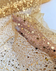 Gold Beaded Lace Fabric by Yard, Embroidered with Pearls & Sequins Mesh Sequin on Sheer Mesh Bridal Dresses, Gowns, Veils, Table Decor - from Gala Textile