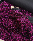 Hot Pink Sequins on Black Stretch Velvet Fabric By Yard 2 Way Stretch Velvet Stephanie All - Over Simmering Sequins, for Bridal Dresses, Gowns - from Gala Textile