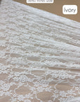 Ivory floral stretch lace fabric by the yard, 4-way stretch vintage style nylon spandex