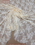 Cream floral stretch lace fabric by the yard, vintage style 4-way stretch nylon spandex