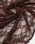 Deep brown vintage floral stretch lace fabric 80 GSM boho autumn apparel