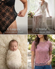 Moss green stretch lace fabric use guide - lingerie, bridal, newborn photography, fashion