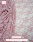 Dusty pink floral stretch lace fabric by the yard, 4-way stretch vintage style nylon spandex