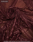 Burgundy 3mm confetti dot sequin fabric draped, metallic mesh sparkle fabric by the yard