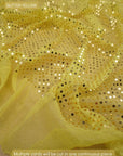 Butter Yellow 3mm confetti dot sequin fabric draped, metallic mesh sparkle fabric by the yard