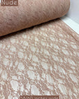 Nude Floral Stretch Lace Fabric roll 58/60 inches wide with Nude label