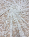 Ivory Floral Stretch Lace Fabric soft folds textured and layered effect