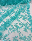Tiffany Floral Lace Fabric by Yard Embroidery Corded With Sequins Fabric Non Stretch for Formal Wear, Bridal Gowns, Event Decoration