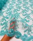 Tiffany Floral Lace Fabric by Yard Embroidery Corded With Sequins Fabric Non Stretch for Formal Wear, Bridal Gowns, Event Decoration