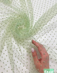 Sheer Polka Dot Mesh Fabric by Yard, Soft Mini Velvet Polka Dots on Lightweight Tulle for Bridal Veils, Girls Tutu Mesh, Curtains and Crafts