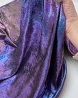 Purple Galaxy Foil Multi Shimmer Metallic Fabric by Yard Reflective Shiny Hologram Iridescent Material for Kimonos Kids Dress Crafts 115GSM