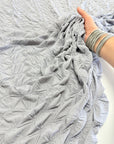 Silver Textured Diamond Jacquard Fabric by Yard, 3D Gray Ruched 4 Way Stretch Spandex for Prom Dresses, Leggings, Scrunchies, DIY 260 GSM