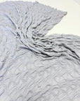 Silver Textured Diamond Jacquard Fabric by Yard, 3D Gray Ruched 4 Way Stretch Spandex for Prom Dresses, Leggings, Scrunchies, DIY 260 GSM