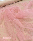 Sheer Polka Dot Mesh Fabric by Yard, Soft Mini Velvet Polka Dots on Lightweight Tulle for Bridal Veils, Girls Tutu Mesh, Curtains and Crafts