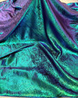 Iridescent Galaxy Foil Fabric by Yard, Teal and Purple Metallic Material Hologram for Kimonos, Kids, Dresses, Gowns, Costumes Crafts 115GSM