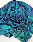 Iridescent Galaxy Foil Fabric by Yard, Teal and Purple Metallic Material Hologram for Kimonos, Kids, Dresses, Gowns, Costumes Crafts 115GSM