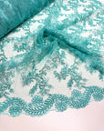 Tiffany Floral Lace Fabric by Yard Embroidery Corded With Sequins Fabric Non Stretch for Formal Wear, Bridal Gowns, Event Decoration