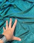 Jade Lurex Foam Glitter Knit Fabric by Yard, Reflective Blue Green Stretch Fabric, Shimmer Material for Gowns, Backdrops, Costumes ,Crafts - from Gala Textile