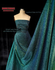 Jade Lurex Foam Glitter Knit Fabric by Yard, Reflective Blue Green Stretch Fabric, Shimmer Material for Gowns, Backdrops, Costumes ,Crafts - from Gala Textile
