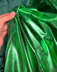 Kelly Green Metallic Lame Spandex Fabric, 4 - Way Stretch Foil Fabric by the Yard, Shiny Green Dancewear, Costumes, Luxury Apparel Material - from Gala Textile