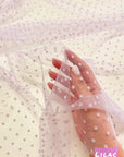 Sheer Polka Dot Mesh Fabric by Yard, Soft Mini Velvet Polka Dots on Lightweight Tulle for Bridal Veils, Girls Tutu Mesh, Curtains and Crafts