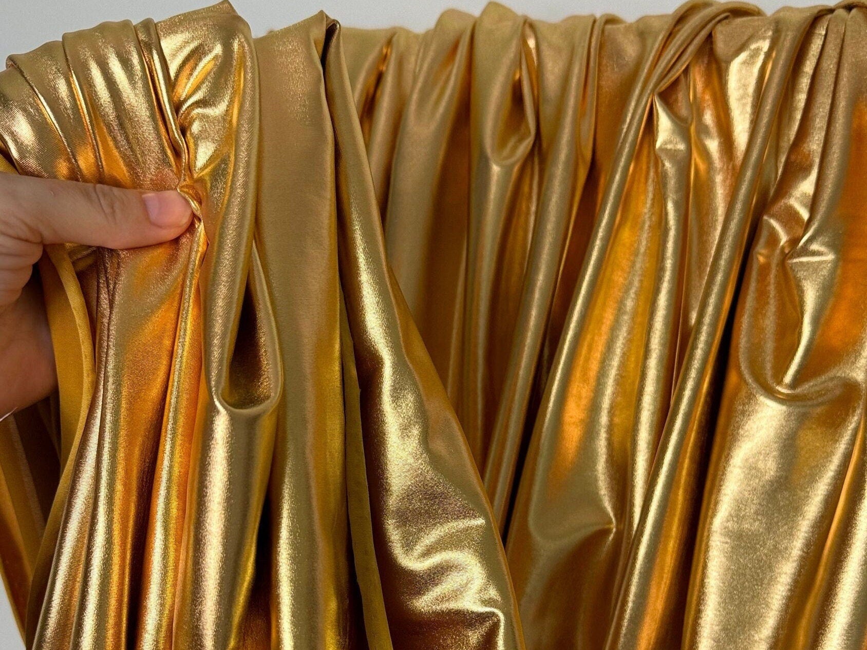 Metallic Gold Foil Spandex Lame Fabric